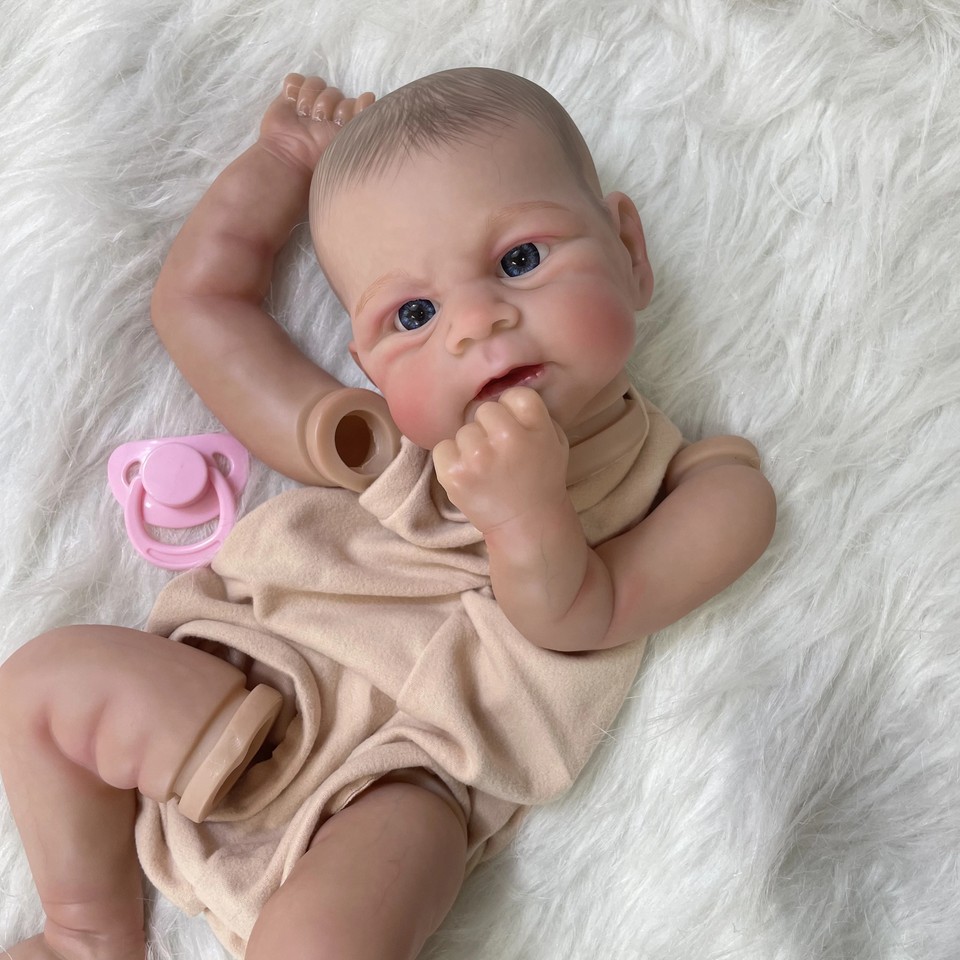 18"Fresh color Painted Reborn Doll Kit Baby Elijah 3D Skin with Cloth