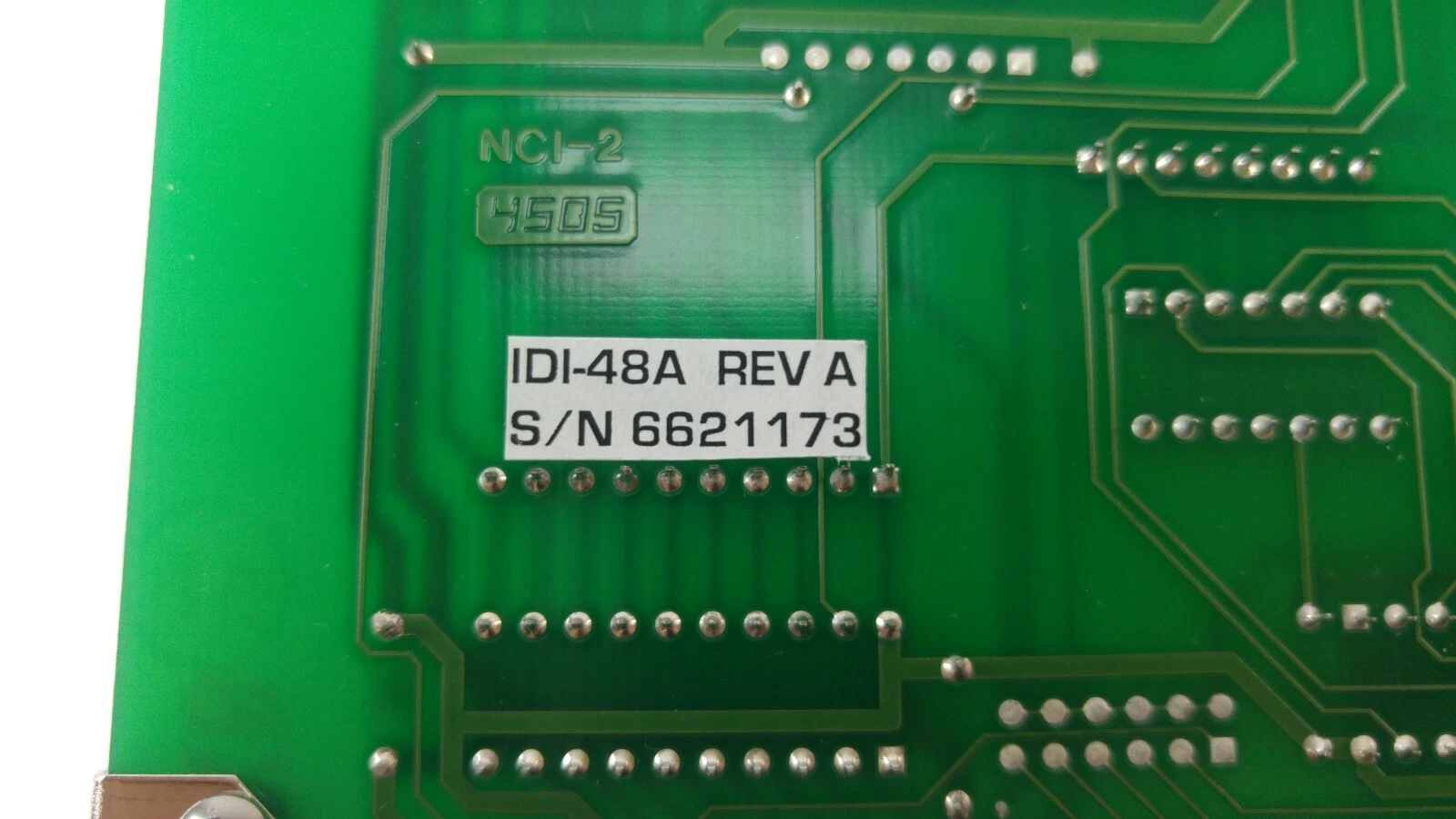 IDI-48A REV A serial number sticker on the back of the board