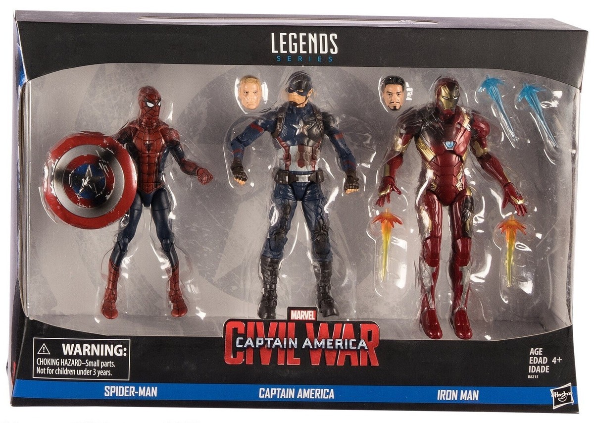 Hasbro Marvel Legends Civil War Spiderman Captain America Iron Man