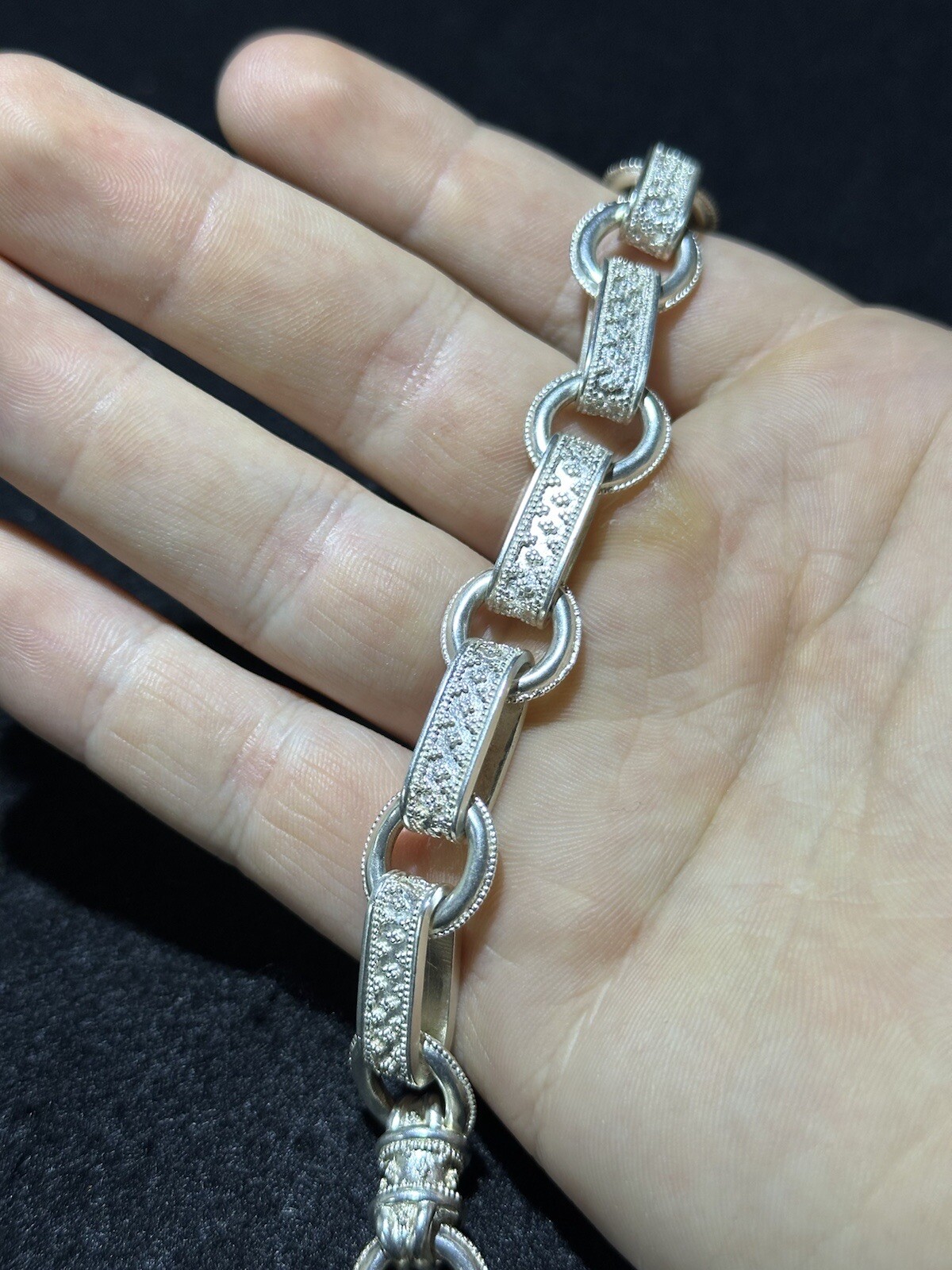 Unique Link Design Solid .925 Sterling Silver Bra… - image 1