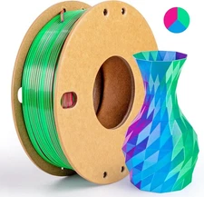 Silk Triple Color PLA+ 3D Printer Filament 1.75mm, No Tangle Shiny Filament Net 