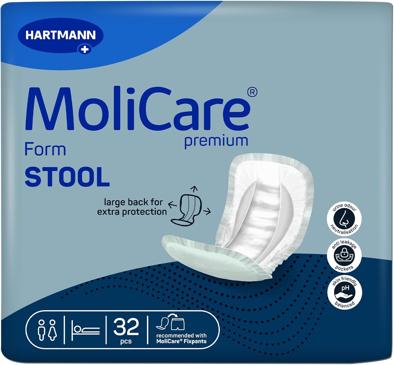 MoliCare Premium Form Stool – Unisex Large Incontinence Pads for Faecal & Bow