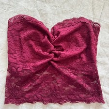 Bozzolo Lace Maroon Strapless Tube Top Size M Stretchy Bandeau Layering Camisole