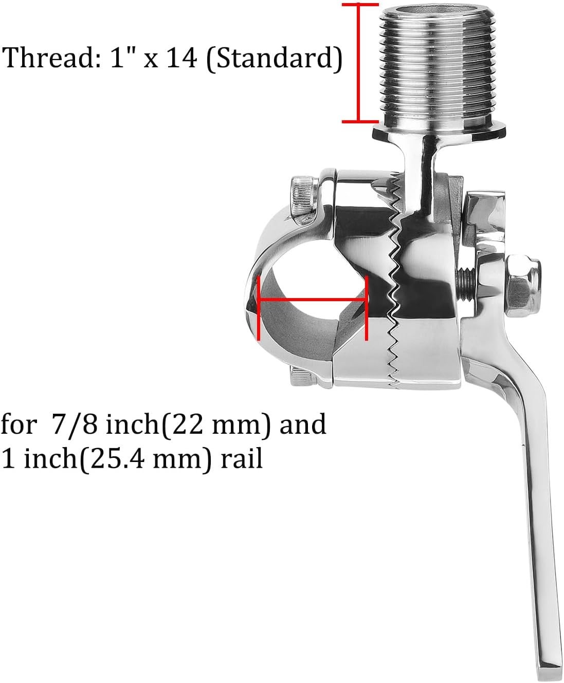 Marine VHF Antenna Mounts Ratchet Mount 316 Stainless Steel Boat Adjustable