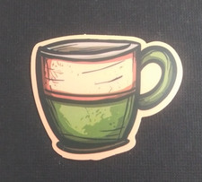 Coffee Cup Colorful Sticker 1.75" x 2.18" X
