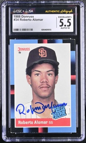 1988 Donruss #34 Roberto Alomar JSA 10Auto x CGC 5.5