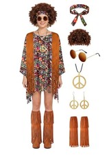 60s 70s Disco Outfit Hippie Costume Women Halloween Costumes Accessories Black