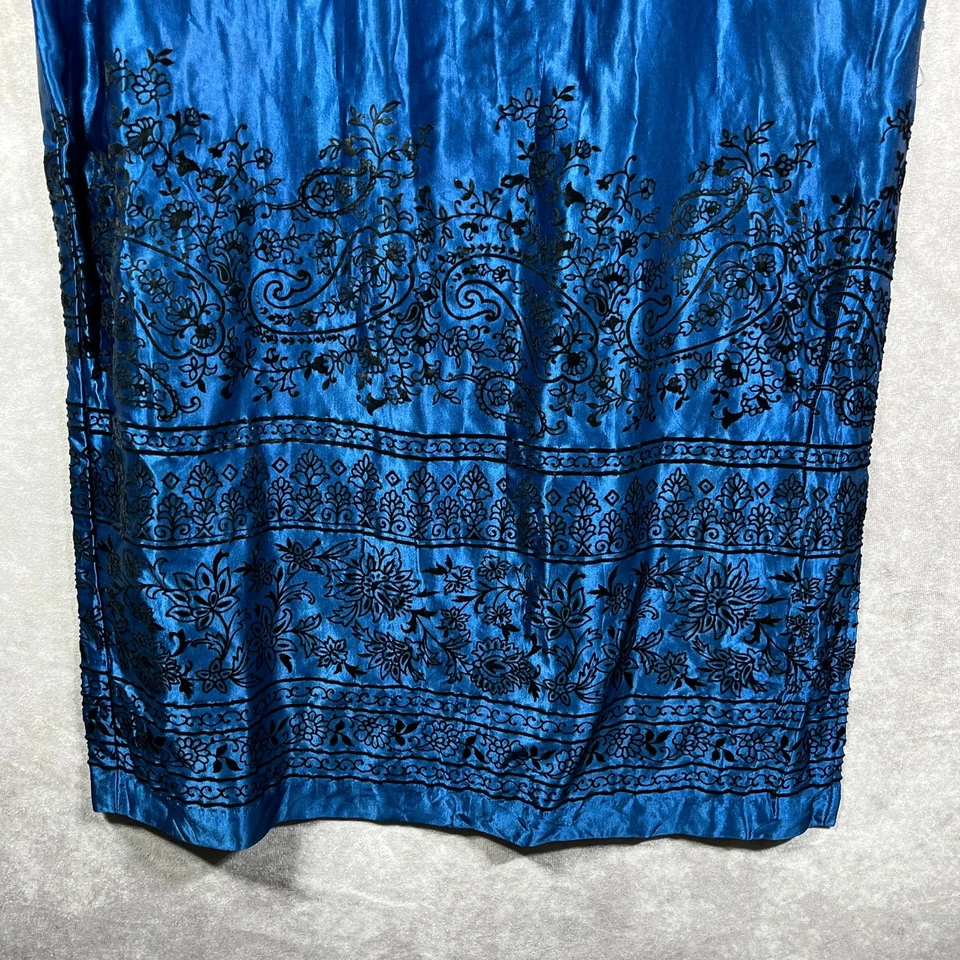 Maxi Vestido Sin Mangas Vintage All That Jazz Para Mujer 9/10 Azul Bordado Cachemira Y2K Foto 3 de 4