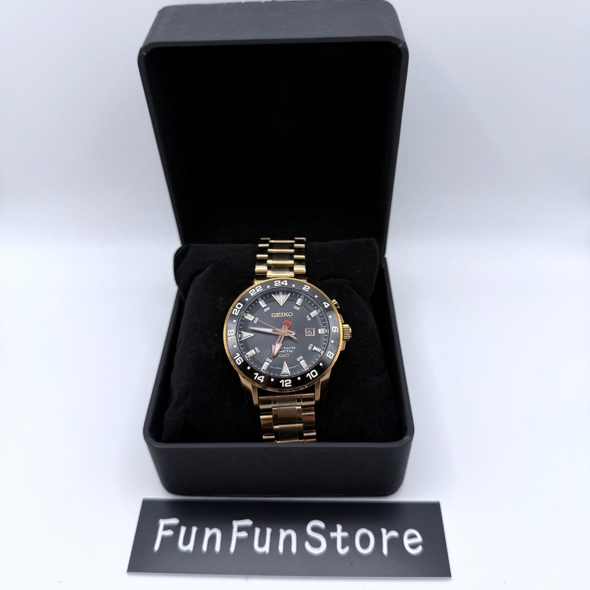 SEIKO Sportura Kinetic GMT 5M85-0AA0 Gold Men's Quartz Watch From
