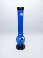 Acrylic 12" Inch Tall Blue Bubble With X & 2 Rings Design HOOKAH WATER PIPE BONG