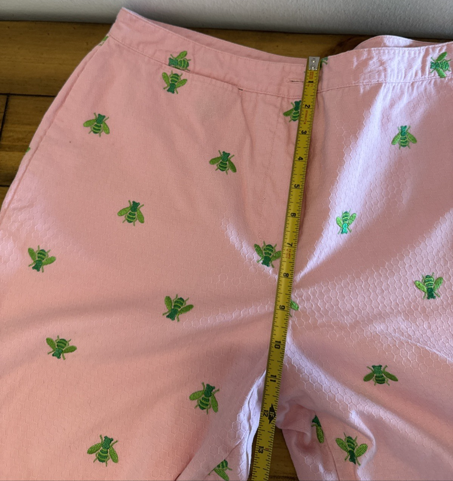 Lilly Pulitzer Pink Honeycomb Pants Green Bumble Bees Womens SZ 12 Hi ...