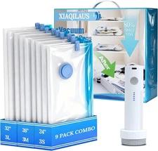 Vacuum Sealing Bags for Clothing Travel,Space Saver Vacuum Storage Bags with Wir