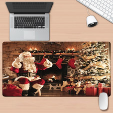 1 XXL Large Santa Mouse Pad Desktop - Non-slip Rubber Base  Holiday Winter De