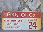 Vintage Getty Oil Co Painted Aluminum Well Lease Field Sign