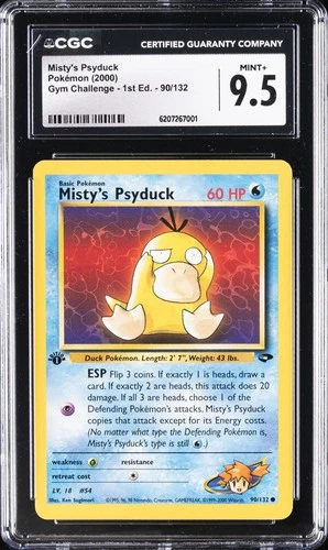 2000 POKEMON GYM CHALLENGE 1ST EDITION #90/132 MISTY'S PSYDUCK CGC 9.5