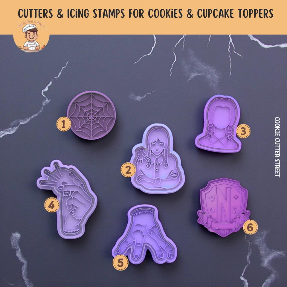 Halloween Wednesday Addams Family Cookie Cutters Icing Embossing Stamps