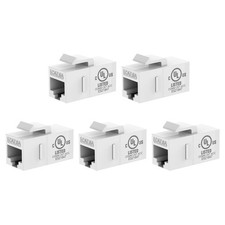 CAT6A Keystone Coupler UL Listed, 5-Pack White , UTP RJ45 Female-to-Female E...