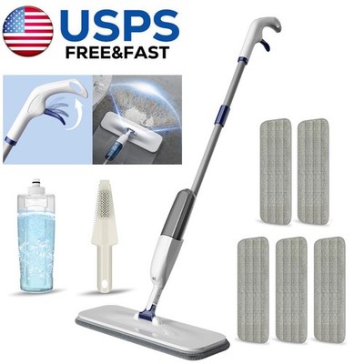 Spray Wet Mops for Hardwood Floor Cleaning Flat Mop with Sprayer 5 Washable Pads