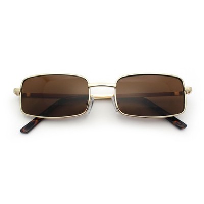SA106 Mens Retro Vintage Rectangle Metal Rim Sunglasses