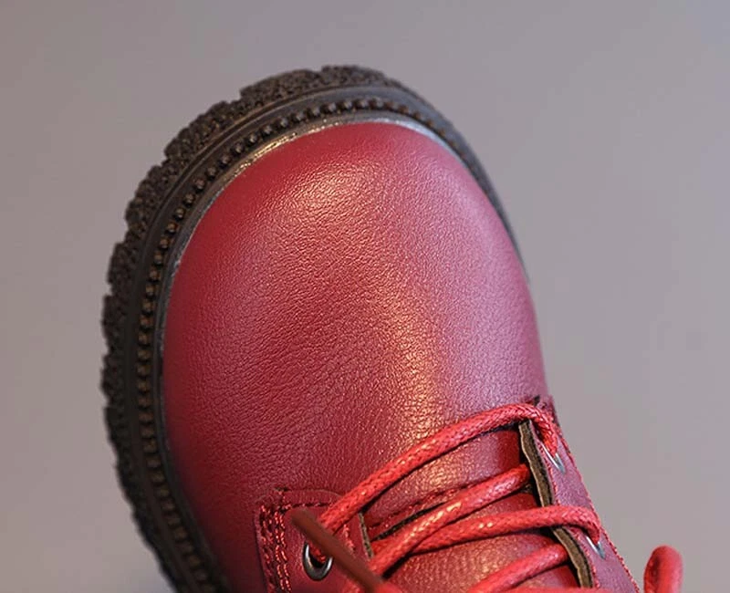 Toddler Kid Girl Boy Shoes Ankle Boots Baby Child Waterproof Lace Warm Fur Shoes - Image 2 of 4