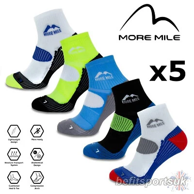 MENS RUNNING SOCKS GYM CUSHIONED BLISTER MORE MILE LONDON ANKLE CROSSFIT 5 PAIRS - Image 1 of 4
