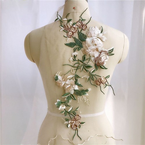 1pcs Leaf Embroidery Lace Applique Accessories For Evening Dress Diy Clothing Fa