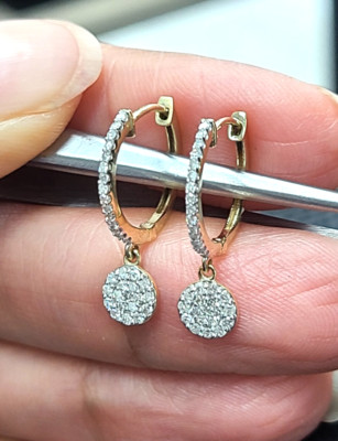 ANGEBOT! NATÜRLICHER RUNDER DIAMANTSTAB TROPFEN-OHRHÄNGER 0,35 KT GOLD