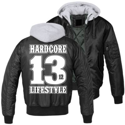 Herren MA1 Bomberjacke mit Kapuze Innenfutter Cops Hardcore Lifestyle Crew