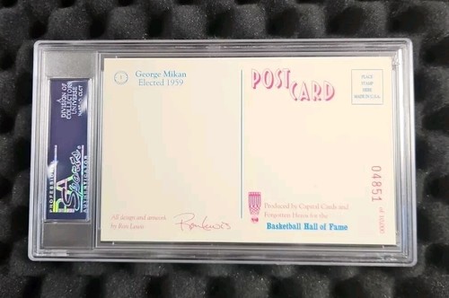 1992 Center Court GEORGE MIKAN signed Art Postcard Autograph PSA/DNA Certified🔥 - Picture 4 of 4