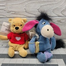 Disney Store Winnie Pooh Eeyore Valentines Day Cupid Plush Beanie Heart Love 9"