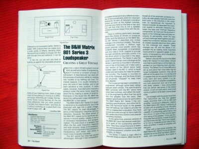 B&W Matrix 801 Series 3 loudspeaker review ''the Absolute Sound'' magazine 1995
