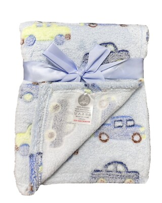 Baby Jungen Fleecedecke Neugeborene Kleinkind| 75x100cm | Kinderwagen Wiege Moses | Blau Autos
