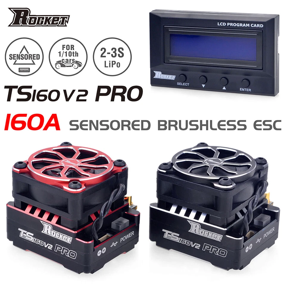 Rocket TS160 160A Sensored Brushless ESC 2-3S for RC 1/10 Racing Car V5R Motor - Image 3 of 4