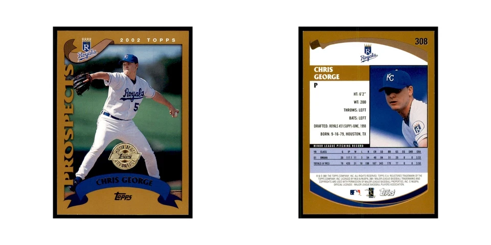 2002 Topps Home Team Advantage Chris George Baseball Cards #308 - Image 3 of 3