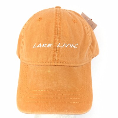 Lake Livin Hat Spell Out Script Logo Golf Beach Vacation Adjustable Baseball Cap