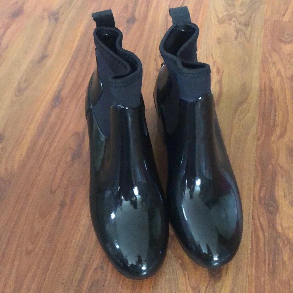 Hunter refined slim fit gloss mid heel boots booties 6