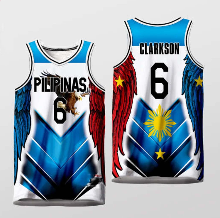 New Jordan Clarkson #6 Team Pilipinas Philippines Basketball Jersey Blue