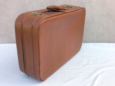 Petite valise vintage rigide en simili cuir camel (D'occasion) à