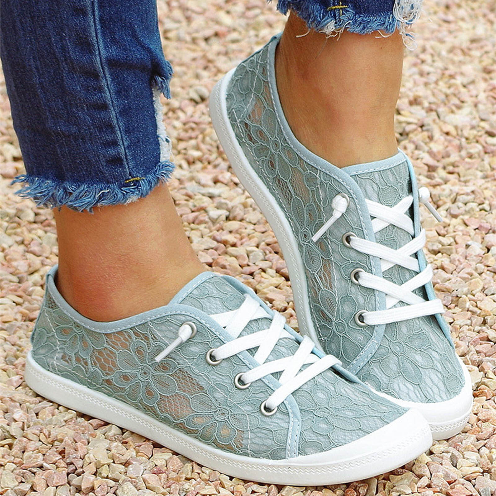Slip On Sneakers For Women's Lace Shoes Vulcanize Womens Wide Width Casual  Shoes | eBay