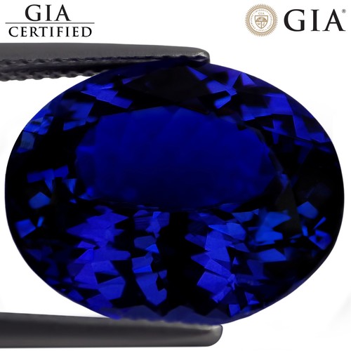 13.68 Ct GIA Certified AAAAA+ Natural D Block Tanzanite Blue Violet Oval Cut
