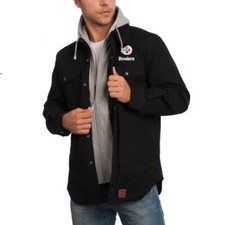 Pittsburgh Steelers NFL Dunbrooke Heavy Cotton Canvas Jacket W/Hood - Black/Gray