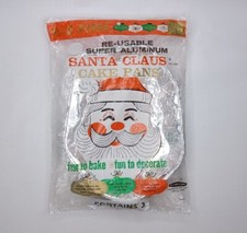 EZ Foil Santa Claus Shaped Aluminum Cake Pan 3 Pack Vintage
