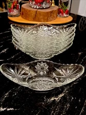 Set of 6 Anchor Hocking Starburst Star Of David Clear Glass Banana Split Bowls