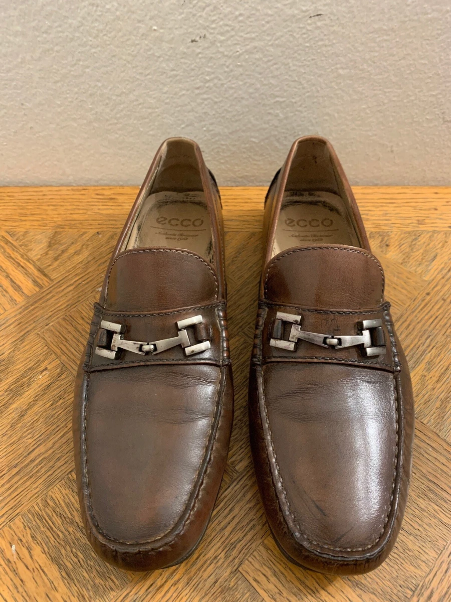ECCO Mens Horsebit Loafer Moc Toe Slip On Driving Moccasins Brown Men s Sz 8.5 9