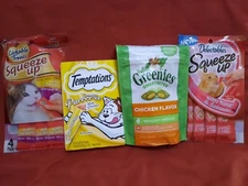 MIXED LOT of 4 Cat Treat Products-Squeeze Ups, Temptations & Greenies