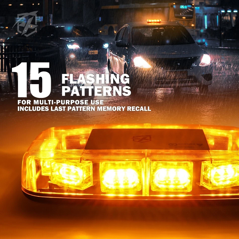 LED Yellow Strobe Light Bar Emergency Warning Flashing Truck Rooftop for Truck - Image 2 of 4