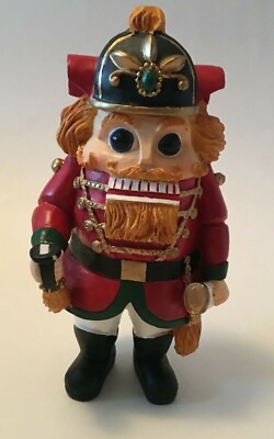 Vintage Heavy Resin Nutcracker-Look Figurine Christmas Holiday Decor 8'' Tall