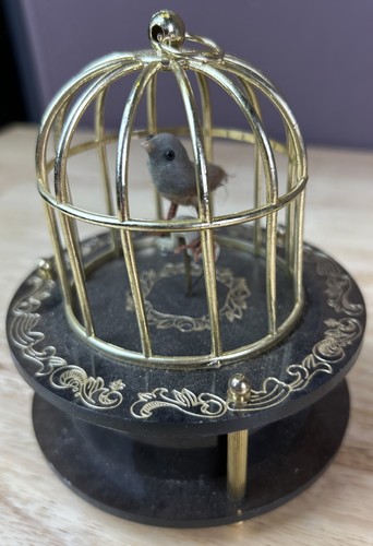 Ancienne cage à oiseaux tourbillonnante en coton filé ANIMATRONIC Hong Kong BOITE À MUSIQUE - Photo 2/6