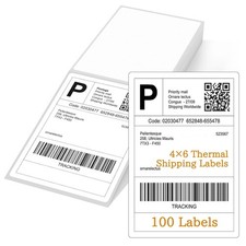 4" x 6" Direct Thermal Shipping Labels - Pack of 100 Fanfold Labels Permanent US
