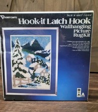 Vintage 70s Vogart Crafts Hook It Rug Kit Latch Hook Wall Hanging Alpine Ski